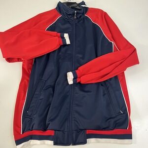 Tommy D New York Track Jacket Mens XL Red Navy‎ Full Zip Athletic Retro Style